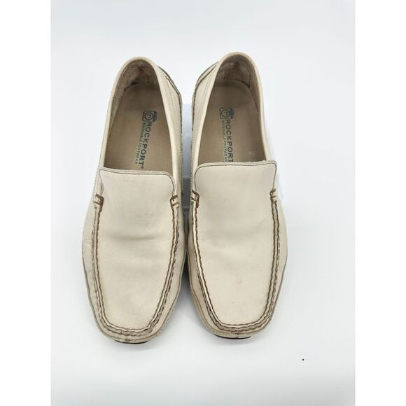 Rockport Driving Loafers Ivory Leather Washable Mens Size 10M APM7457W - Picture 2 of 8